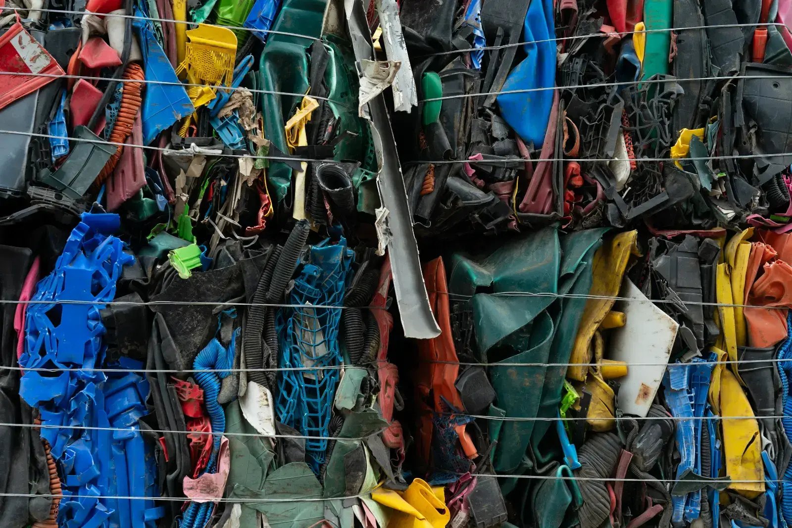 Baled rigid plastics prepared for recycling and resource recovery. Baled rigid plastics prepared for recycling and resource recovery.