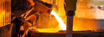 Molten steel being poured during industrial steel production